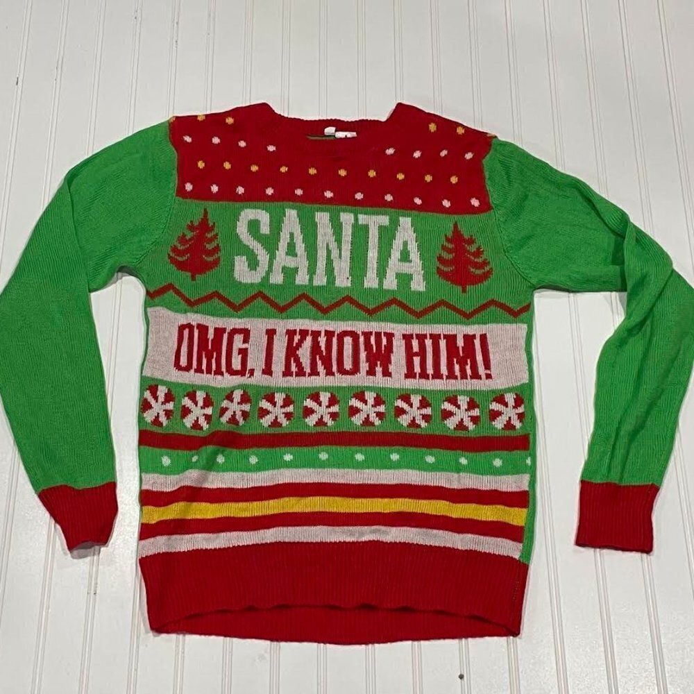 Elf Movie Santa OMG. I know Him Ugly Xmas Sweater Christmas Sweater